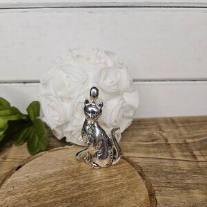 Vintage Silver Plated Cat Pendent